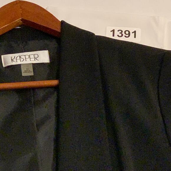 Kasper Womens Cardigan Stretch Crepe Flyaway Jacket Open Front 3/4 Sleeve Sz. 12 - Picture 12 of 12